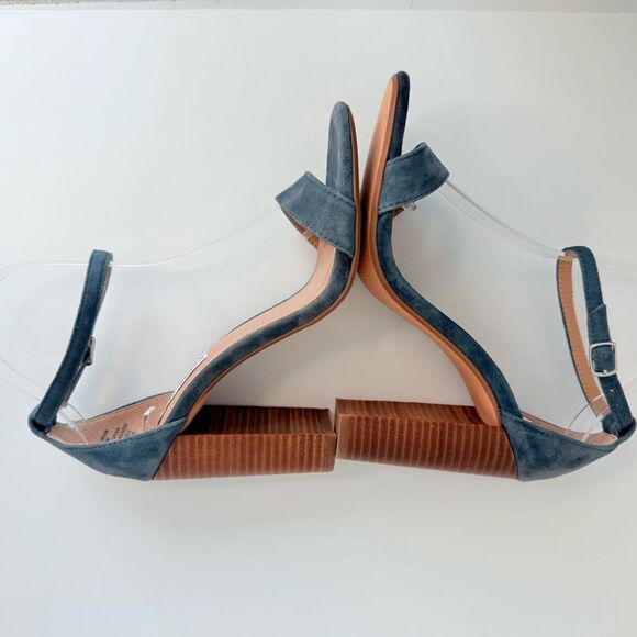 Steve Madden Chic Dressy Suede Leather Block Heeled Sandals-Sz 8-Blue Grey - Picture 5 of 12